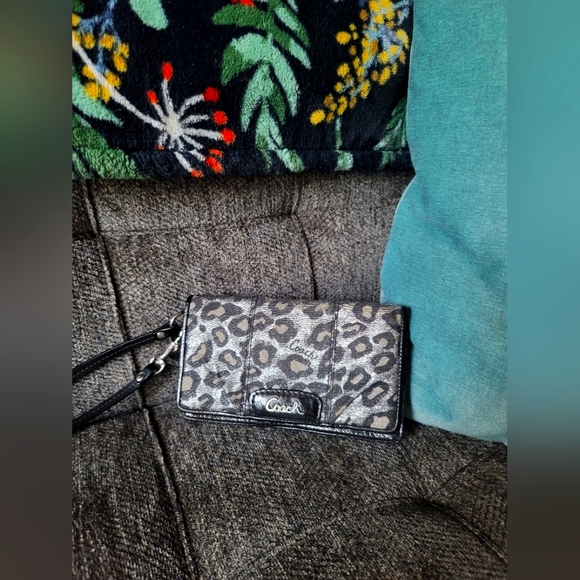 Coach Handbags - Coach Ocelot metallic silver black wristlet